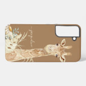 Giraffe Waterverf Boho Foliage Daisy Floral Tan Samsung Galaxy Hoesje (Achterkant horizontaal)