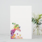 Giraffe waterverf briefpapier (Staand voorkant)