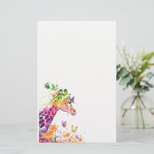Giraffe waterverf briefpapier (Staand voorkant)