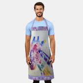 Giraffe Waterverf Cute Paars Floral Animal Apron Schort (Gedragen)