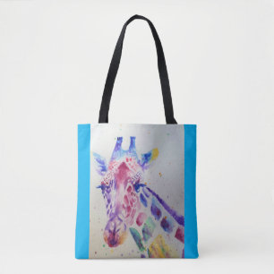 Giraffe Waterverf Dierenvrienden Canvas tas