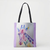 Giraffe Waterverf Dierenvrienden Canvas tas (Voorkant)