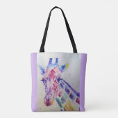 Giraffe Waterverf Dierenvrienden Canvas tas (Achterkant)