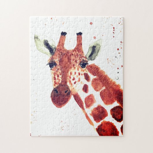 Giraffe waterverf diertje Safari kinder humor dier Legpuzzel (Verticaal)