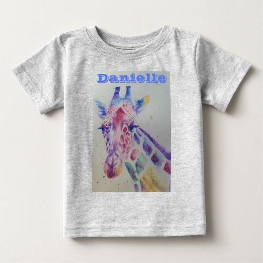Giraffe Waterverf grijze baby's T Shirt (Voorkant)