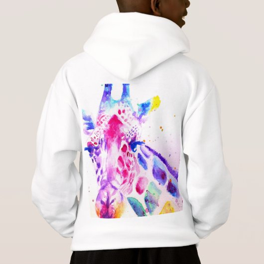 Giraffe Waterverf Jongens Paarse Gifts Wit (Achterkant)