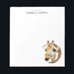 Giraffe Waterverf | Jouw namen toevoegen Notitieblok<br><div class="desc">Mooie en elegante waterverf illustratie van een giraf. Er is een maanvormige cirkel rond de giraffe in goud.  ontwerp voor dierenvrienden.</div>