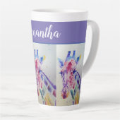 Giraffe Waterverf leuke Whimsical Girls Name Art Latte Mok (Rechterhoek)