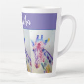 Giraffe Waterverf leuke Whimsical Girls Name Art Latte Mok (Rechts)