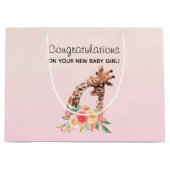 Giraffe Waterverf Mam en Baby gefeliciteerd Groot Cadeauzakje (Voorkant)