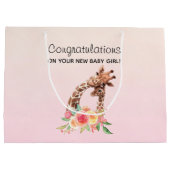 Giraffe Waterverf Mam en Baby gefeliciteerd Groot Cadeauzakje (Achterkant)