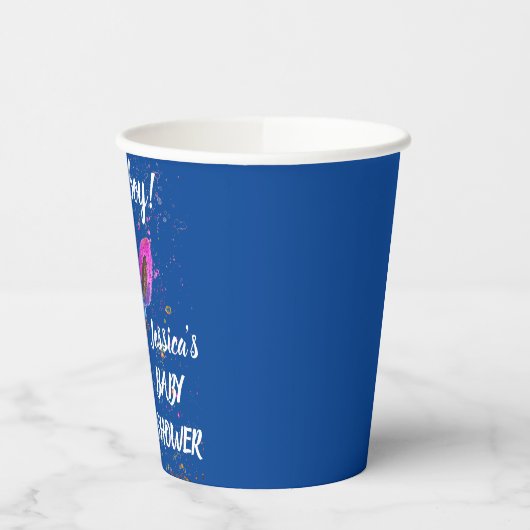 Giraffe Waterverf Modern Baby shower Script Papieren Bekers (Links)