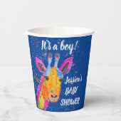 Giraffe Waterverf Modern Baby shower Script Papieren Bekers (Voorkant)