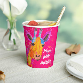 Giraffe Waterverf Oerwoud Baby shower Papieren Bekers
