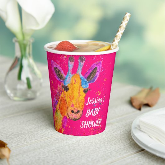 Giraffe Waterverf Oerwoud Baby shower Papieren Bekers (Insitu)