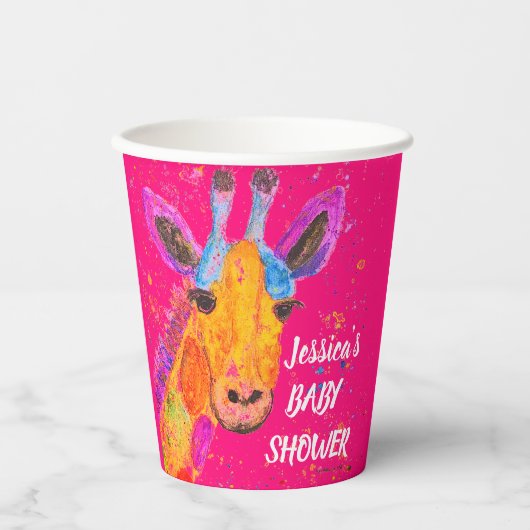 Giraffe Waterverf Oerwoud Baby shower Papieren Bekers (Voorkant)