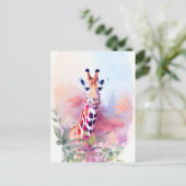 Giraffe Waterverf Portret 2 Briefkaart (Staand voorkant)