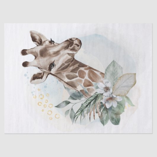 Giraffe Waterverf Portret Tissuepapier (Voorkant)