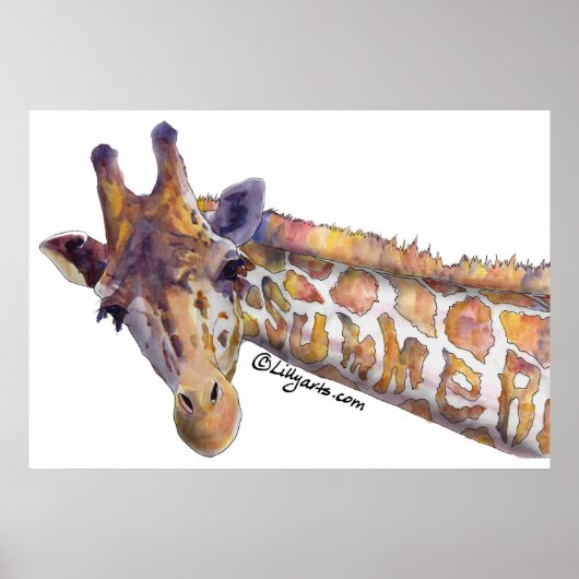Giraffe Waterverf Poster afdrukken (Voorkant)