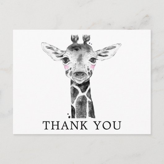 Giraffe Waterverf Safari Dieren Dank u Briefkaart (Voorkant)