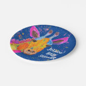 Giraffe Waterverf Safari Oerwoud Blue Baby shower Papieren Bordje (Gekanteld)