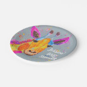 Giraffe Waterverf Safari Oerwoud Blue Baby shower Papieren Bordje (Gekanteld)