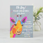 Giraffe Waterverf Safari Oerwoud Cute Baby shower Kaart (Staand voorkant)