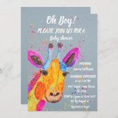 Giraffe Waterverf Safari Oerwoud Cute Baby shower Kaart (Voorkant / Achterkant)