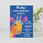 Giraffe Waterverf Safari Oerwoud Cute Baby shower Kaart (Staand voorkant)