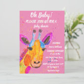 Giraffe Waterverf Safari Oerwoud Cute Baby shower Kaart (Staand voorkant)