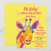 Giraffe Waterverf Safari Oerwoud Cute Baby shower Kaart (Voorkant / Achterkant)