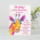 Giraffe Waterverf Safari Oerwoud Cute Baby shower Kaart (Staand voorkant)