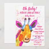 Giraffe Waterverf Safari Oerwoud Cute Baby shower Kaart (Voorkant / Achterkant)