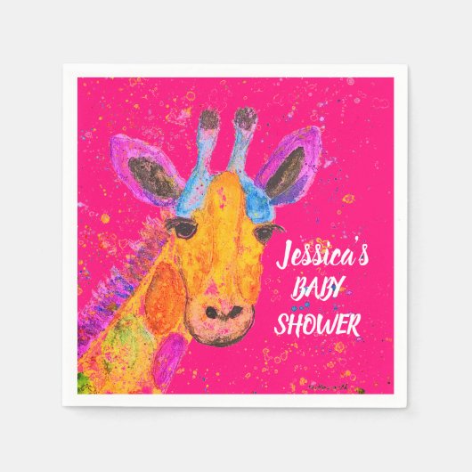 Giraffe Waterverf Safari Oerwoud Cute Baby shower Servet (Voorkant)