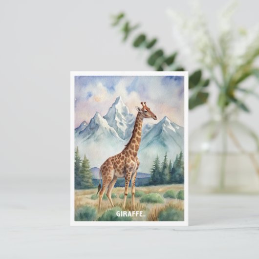 Giraffe waterverf schilderen briefkaart (Staand voorkant)