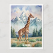 Giraffe waterverf schilderen briefkaart (Voorkant)