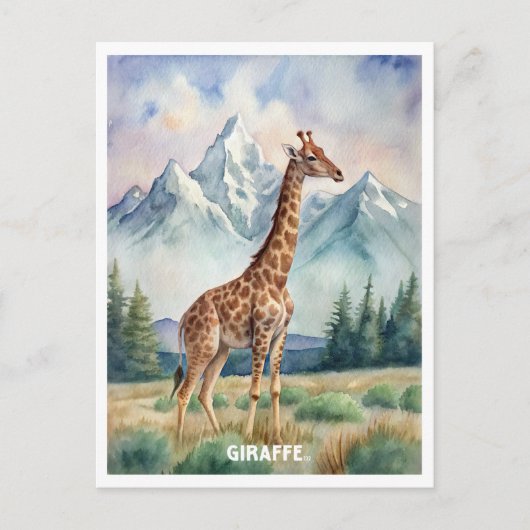 Giraffe waterverf schilderen briefkaart (Voorkant)