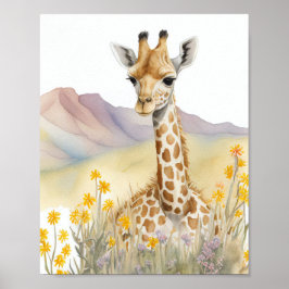 Giraffe Waterverf schilderen Poster