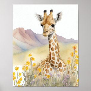 Giraffe Waterverf schilderen Poster