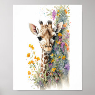 Giraffe Waterverf schilderen Poster