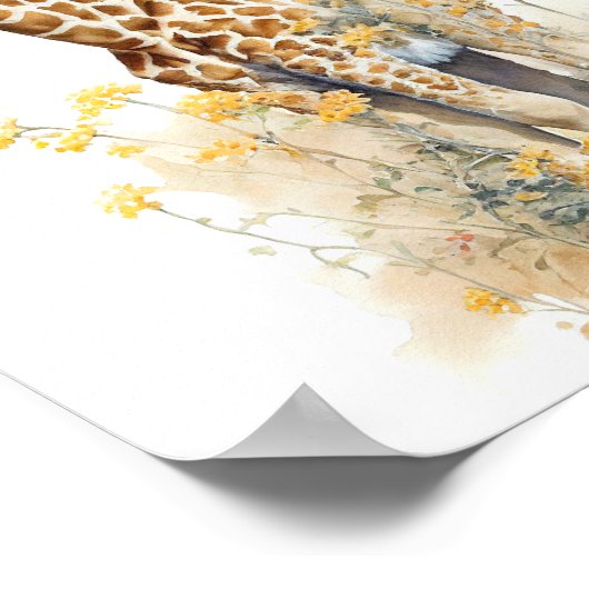 Giraffe Waterverf schilderen Poster (Hoek)