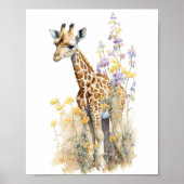 Giraffe Waterverf schilderen Poster (Voorkant)