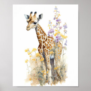Giraffe Waterverf schilderen Poster