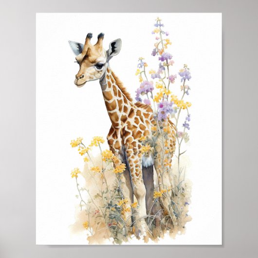 Giraffe Waterverf schilderen Poster (Voorkant)