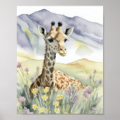 Giraffe Waterverf schilderen Poster (Voorkant)
