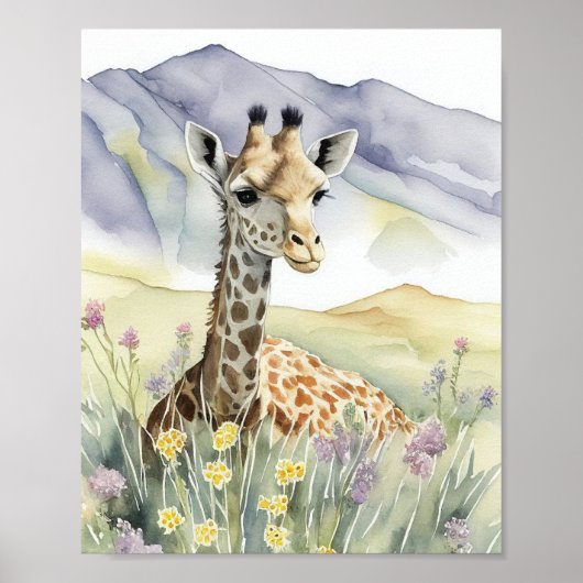 Giraffe Waterverf schilderen Poster (Voorkant)
