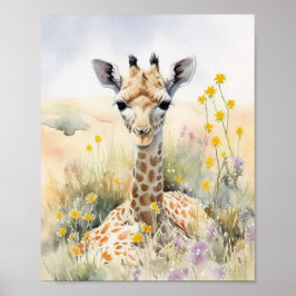 Giraffe Waterverf schilderen Poster