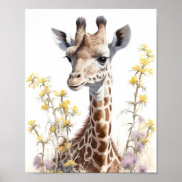 Giraffe Waterverf schilderen Poster