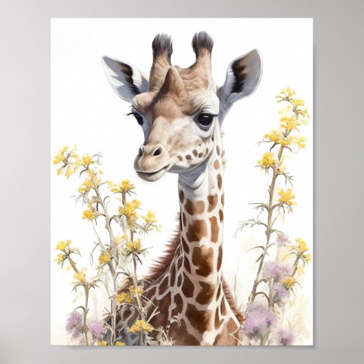 Giraffe Waterverf schilderen Poster (Voorkant)