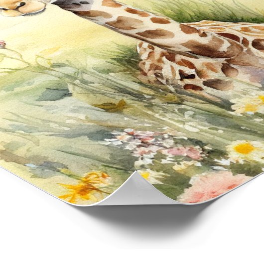 Giraffe Waterverf schilderen Poster (Hoek)